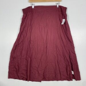 Old Navy Skirt Womens 2XL Burgundy Smocked Waist Rayon Midi Boho Solid Holiday